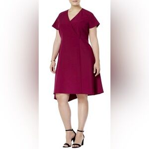 Anne Klein Short Sleeve Faux Wrap Dress